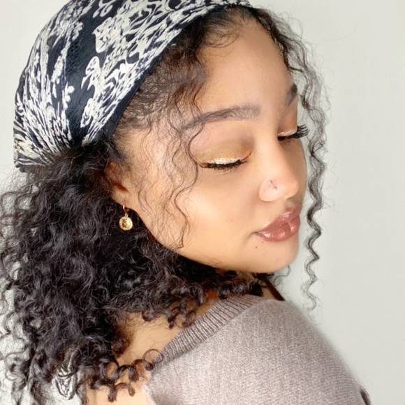 Gold Plated Coin Huggie Earrings - Picture 2 of 2